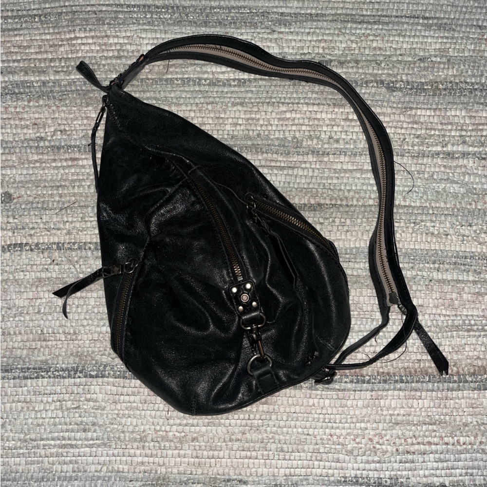 Black Leather convertible bag